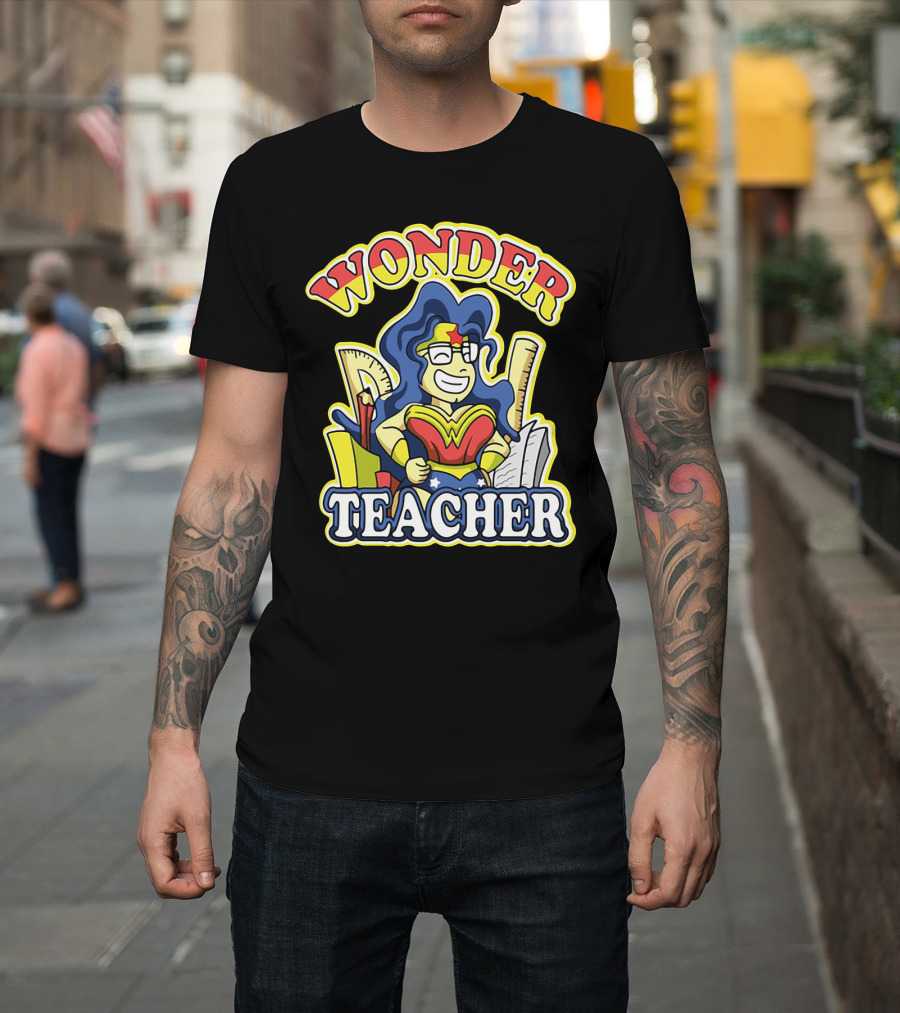 Wonder Teacher Superhero Parody With Classroom Tools T-Shirt