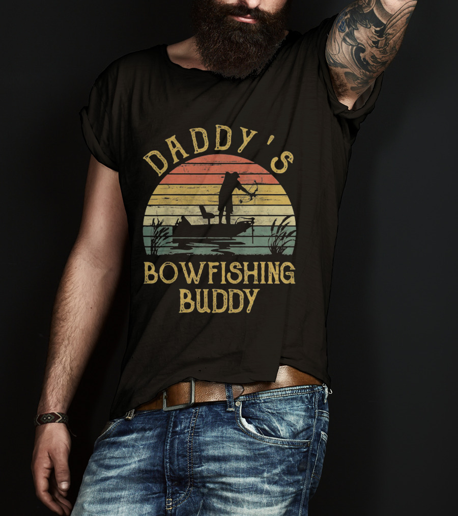 Daddy's Bowfishing Buddy Sunset Boat Adventure T-Shirt