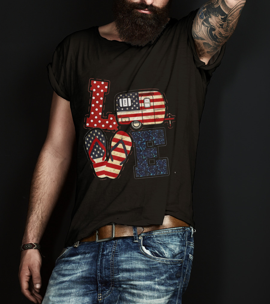 Love Bigfoot Camping USA Camper T-Shirt