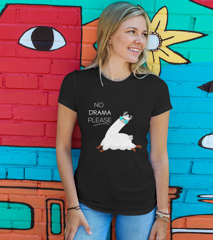 No Drama Please Cool Llama With Sunglasses T-Shirt