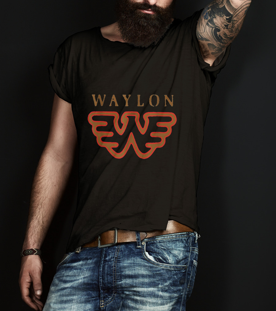 Waylon Jennings Iconic Flying W Winged Emblem T-Shirt