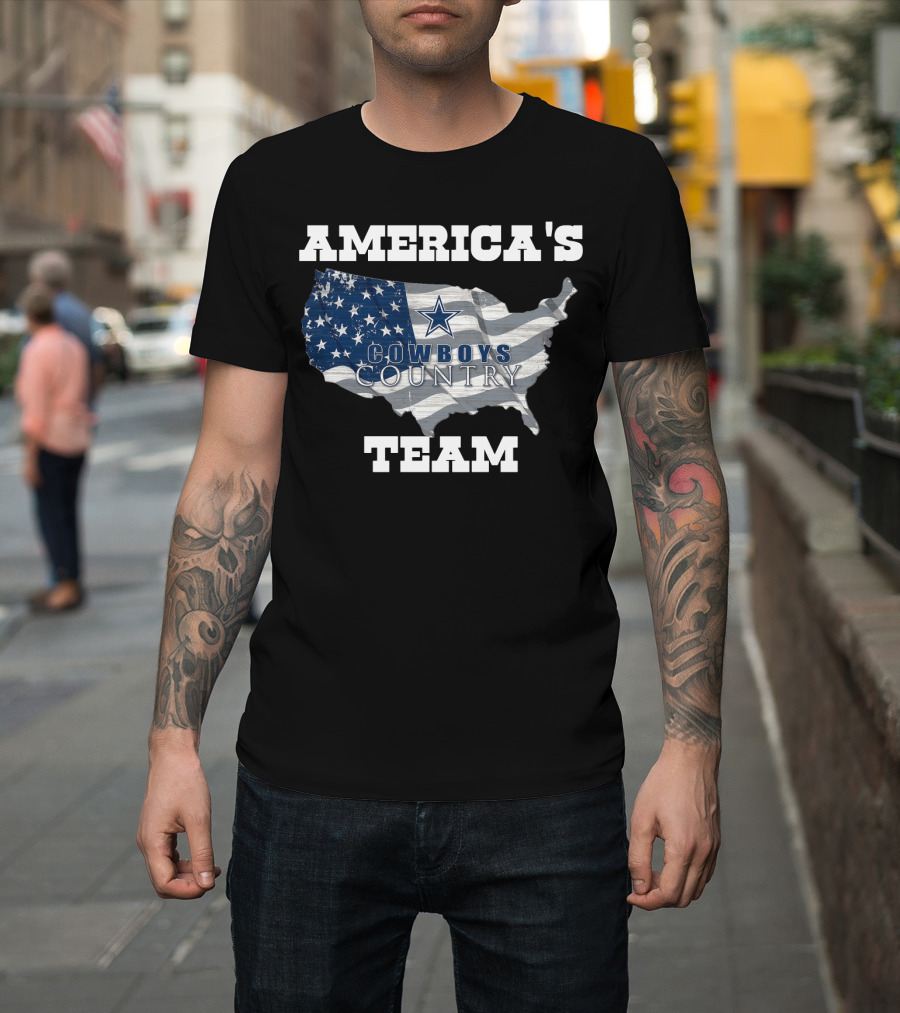 America's Cowboys Country Team USA Flag Map Star T-Shirt