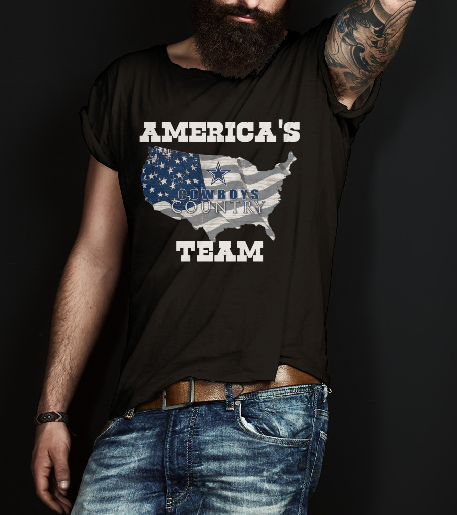 America's Cowboys Country Team USA Flag Map Star T-Shirt