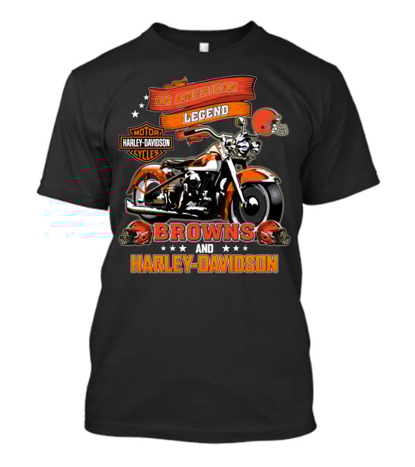 An American Legend Browns And Harley Davidson T-Shirt