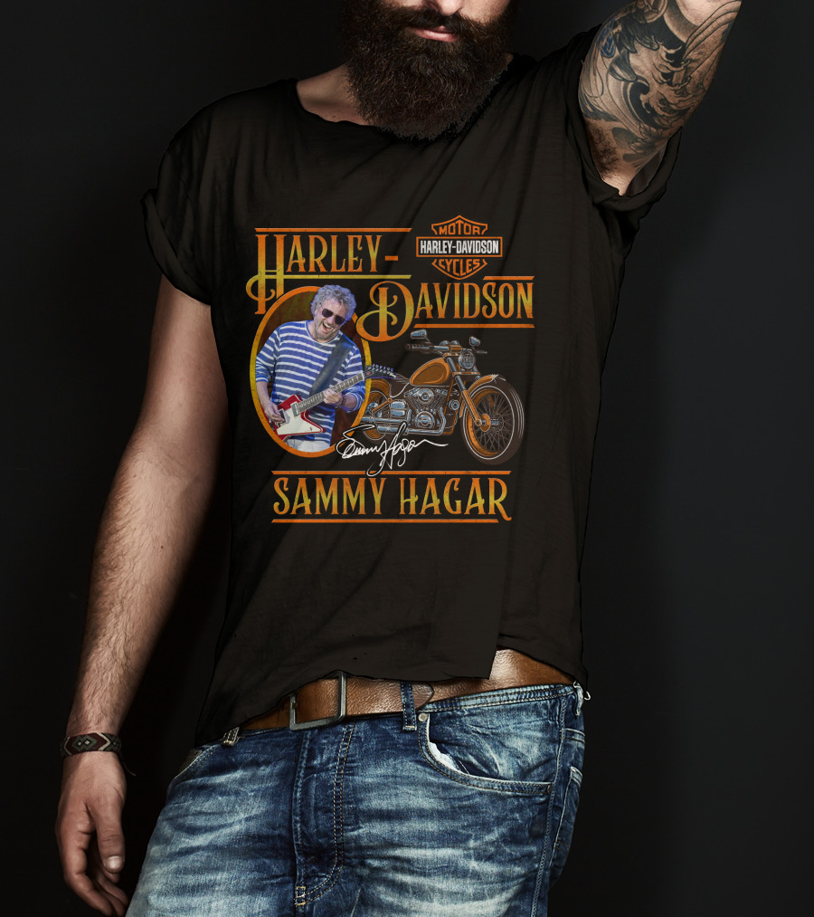 Harley Davidson Sammy Hagar Motor Cycles Signature Guitar Motorcycle T-Shirt