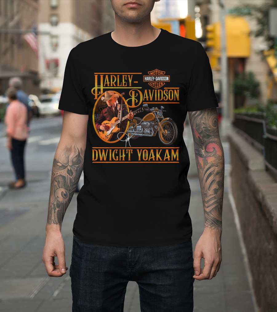 Harley Davidson Dwight Yoakam Motor Cycles Vintage Guitar T-Shirt