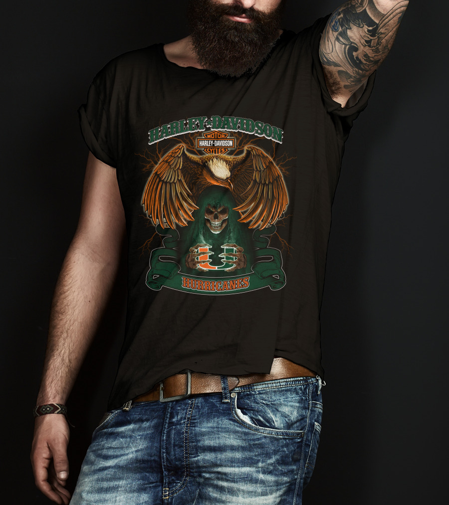 Harley Davidson Hurricanes Ncaa Miami T-Shirt