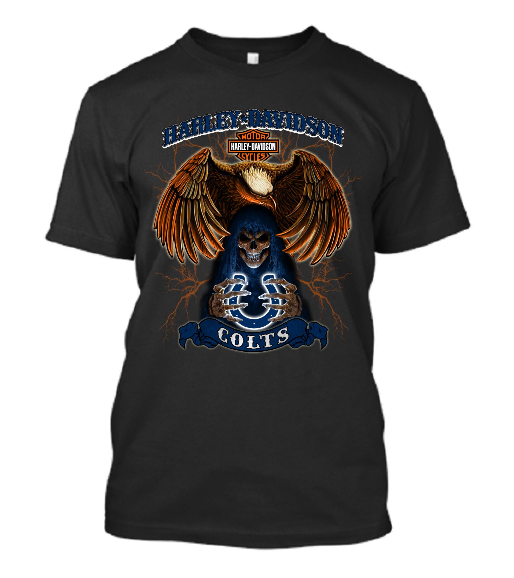 Harley Davidson Eagle Skull Indianapolis Colts Nfl T-Shirt