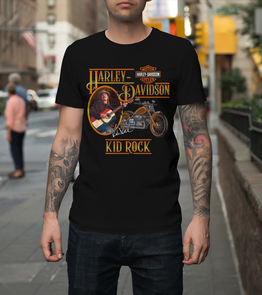 Harley Davidson Kid Rock Motorcycle Guitar T-Shirt