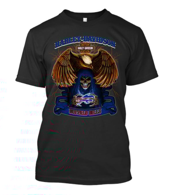 Harley Davidson Motorcycle Skull And Eagle Buffalo Bills Nfl T-Shirt