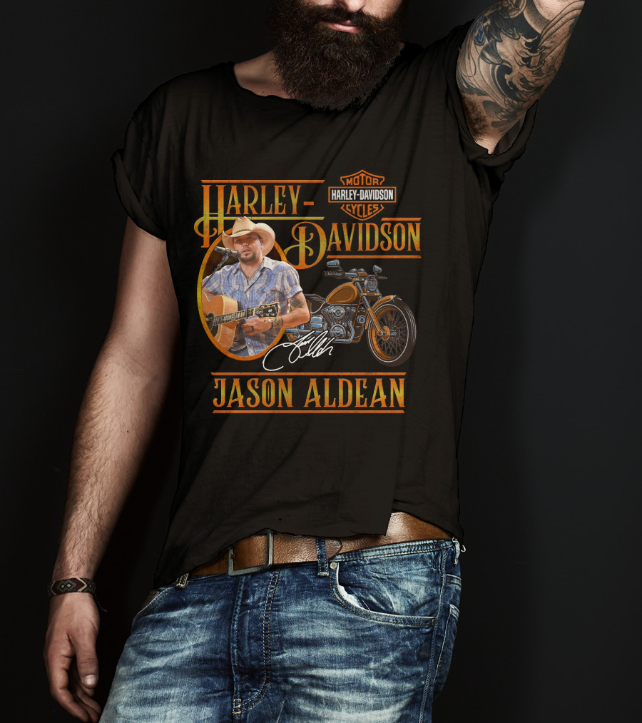 Jason Aldean Harley Davidson Motorcycles Signature T-Shirt