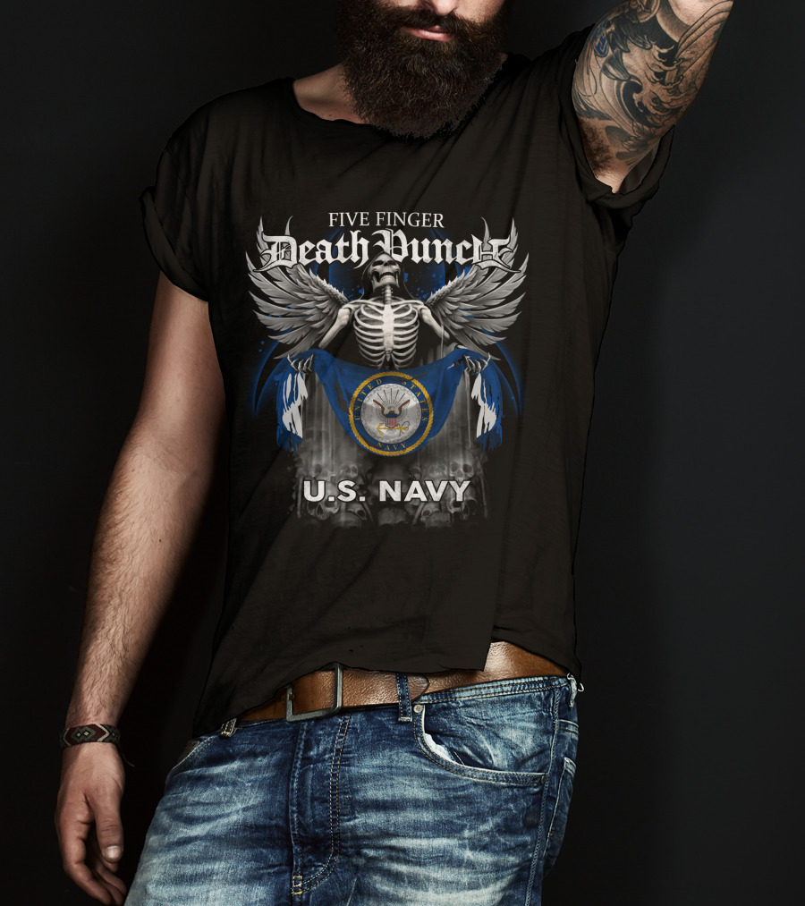 Five Finger Death Punch U.S. Navy United States Flag Skull Wings T-Shirt