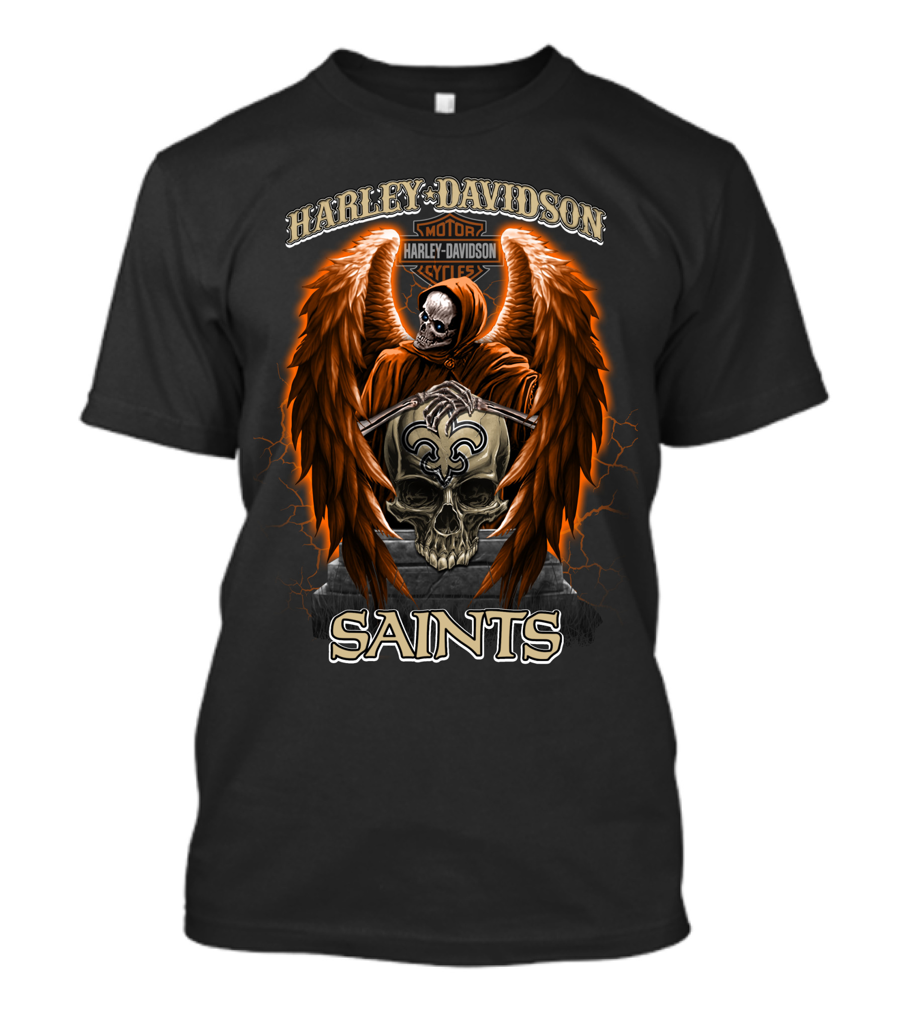 Harley Davidson Motorcycles New Orleans Saints Skull Reaper T-Shirt