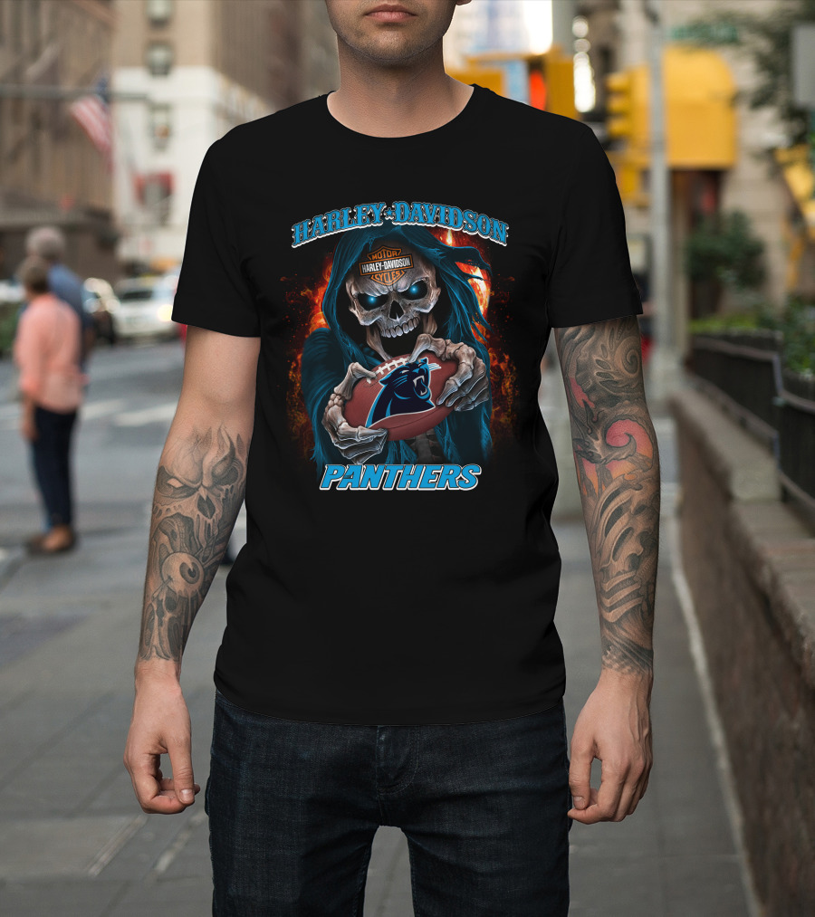 Harley Davidson Carolina Panthers Skull T-Shirt