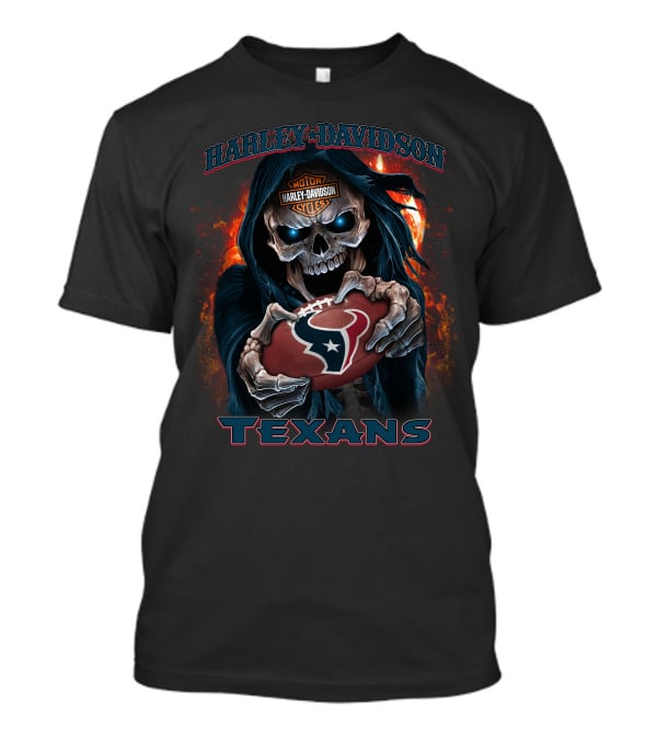 Harley Davidson Motor Cycles Skull Houston Texans T-Shirt