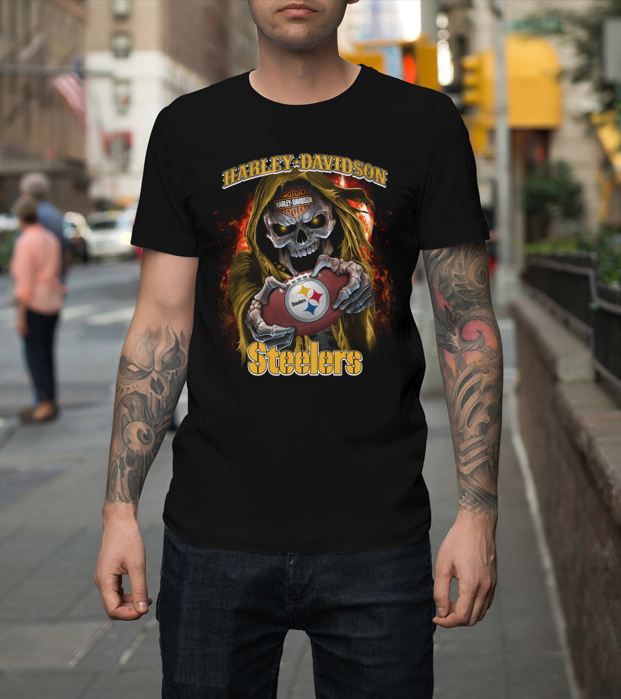 Harley Davidson Skull Steelers T-Shirt