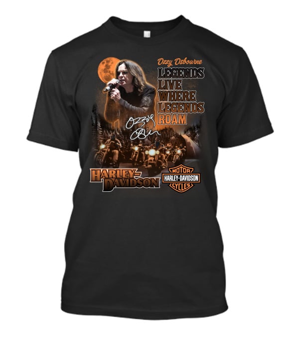 Ozzy Osbourne Legends Live Where Legends Roam Harley Davidson Motor Cycles T-Shirt