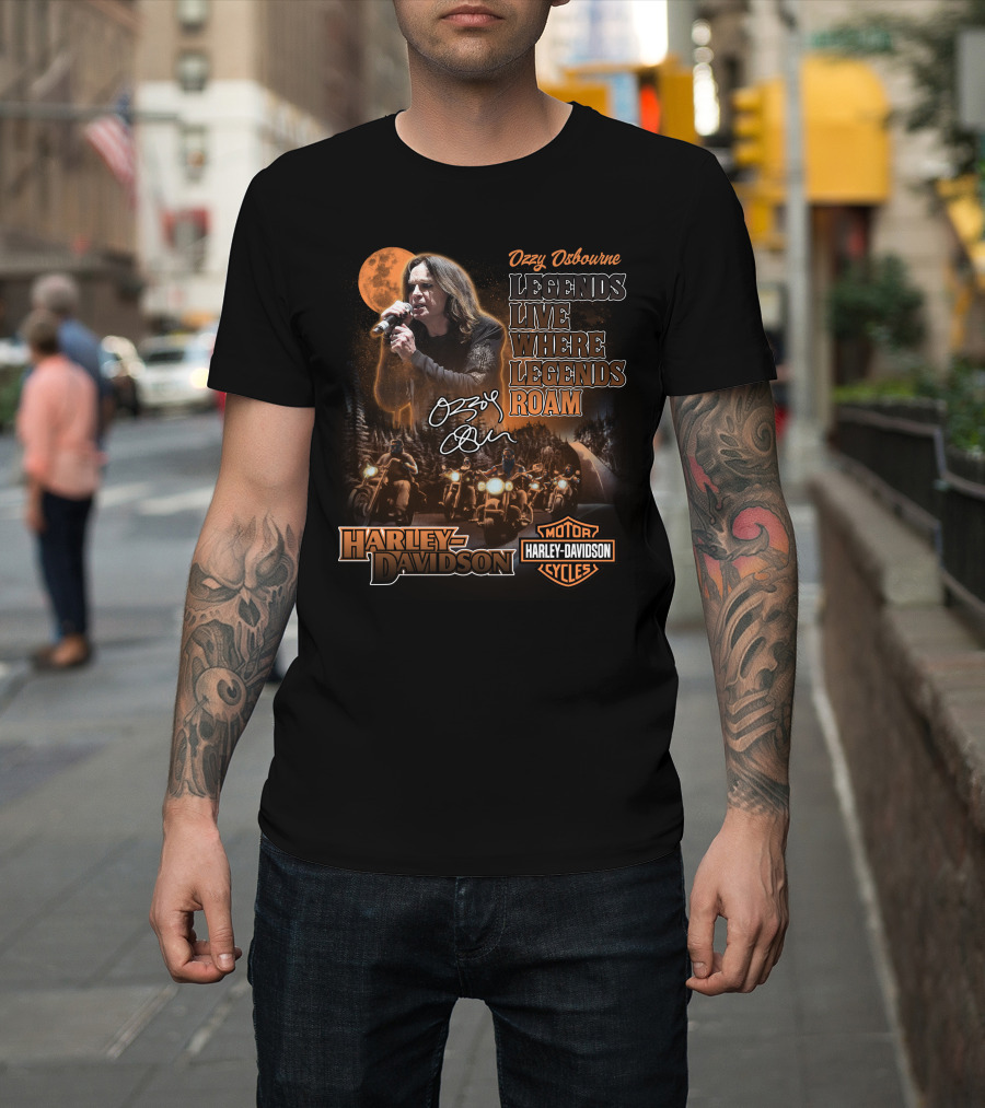 Ozzy Osbourne Legends Live Where Legends Roam Harley Davidson Motor Cycles T-Shirt