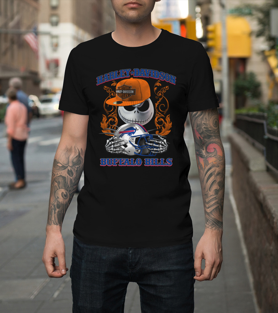 Harley Davidson Buffalo Bills Jack Skellington Nfl T-Shirt