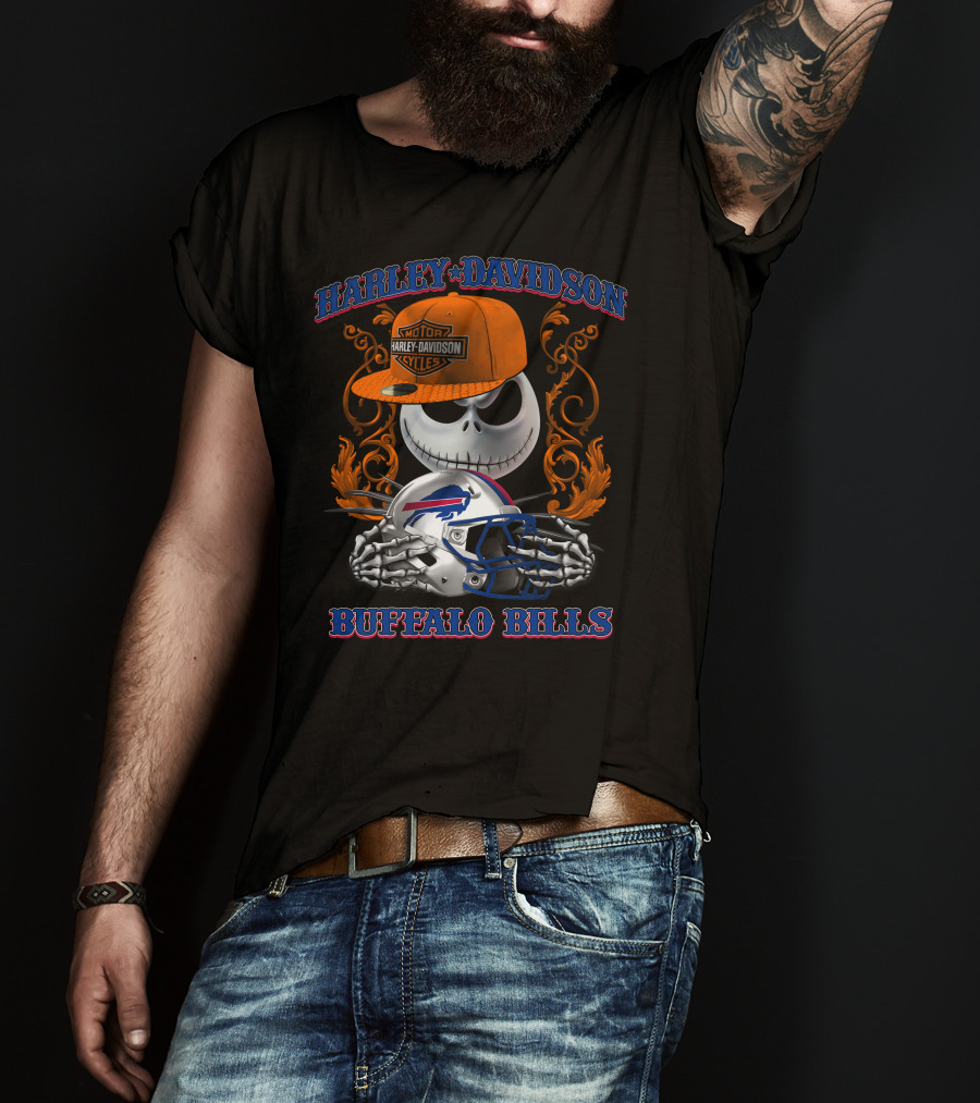 Harley Davidson Buffalo Bills Jack Skellington Nfl T-Shirt