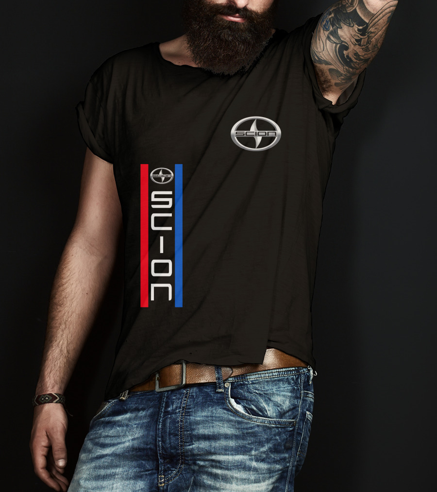 Scion Logo Vertical Red Blue Stripe T-Shirt