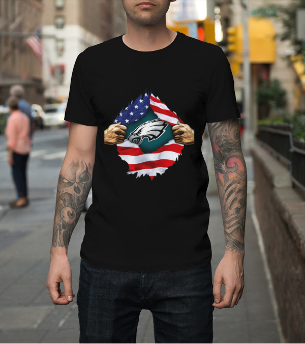 Shirt: Philadelphia Eagles American Flag Rip T-Shirt Philadelphia Eagles American Flag Rip T-Shirt