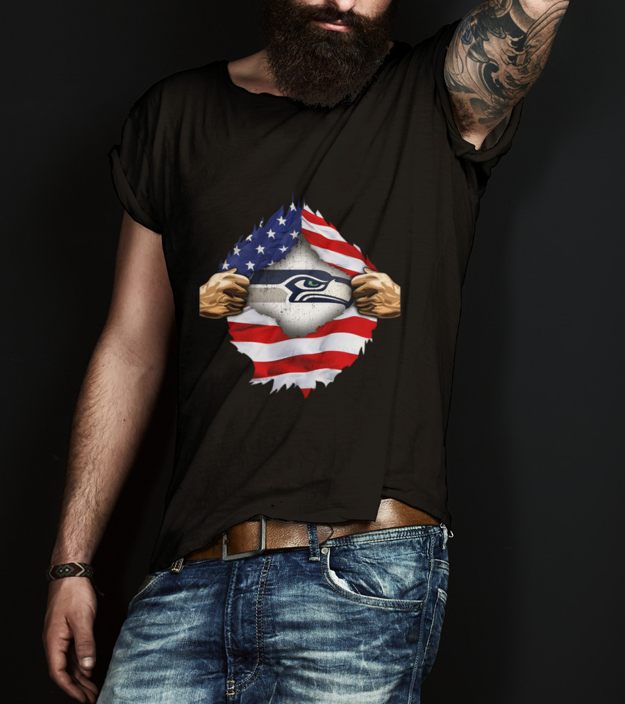 Seattle Seahawks American Flag Pride T-Shirt