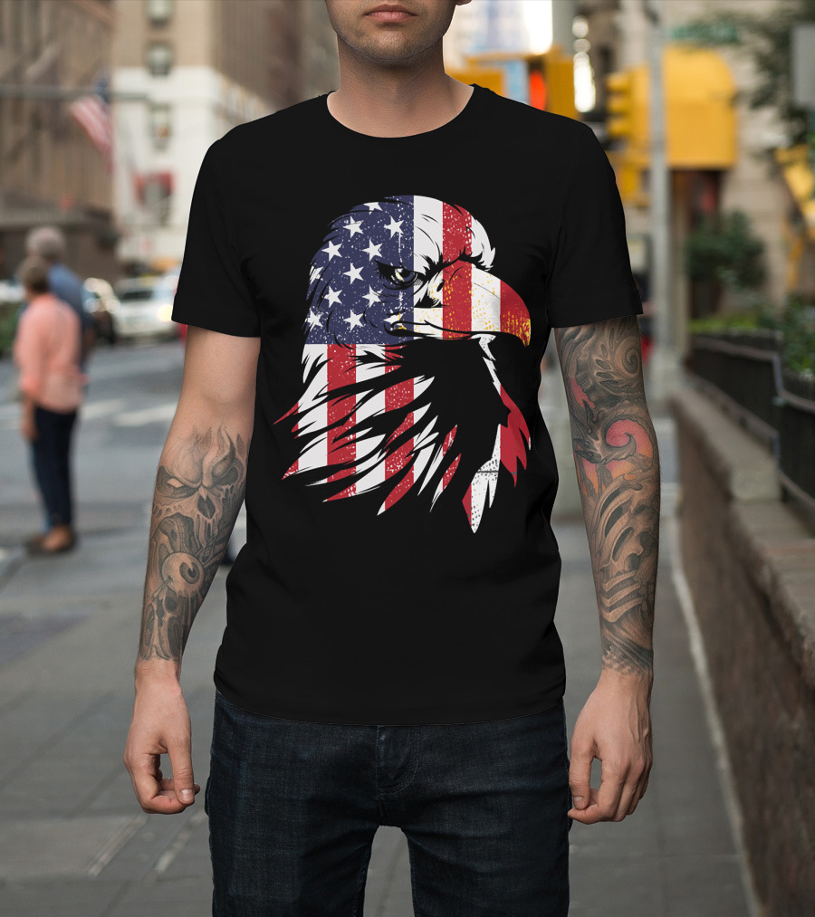 Patriotic Bald Eagle Vintage American Flag Stars and Stripes 4th of July T-Shirt