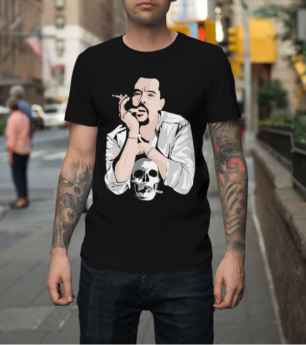 Shirt: Alexander McQueen Black and White Skull Portrait by Mrs Green T-Shirt Alexander McQueen Black and White Skull Portrait by Mrs Green T-Shirt