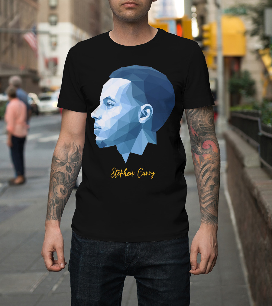 Stephen Curry Geometric Blue Polygon T-Shirt