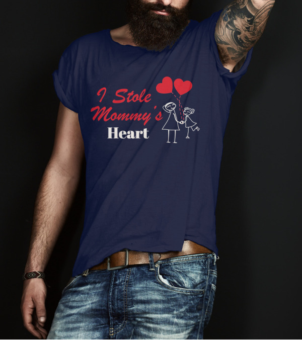 I Stole Mommy's Heart Valentine Day With Red Heart Balloons T-Shirt