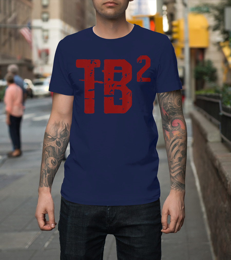 TB Squared TB2 Fan Navy Red Bold Lettering T-Shirt