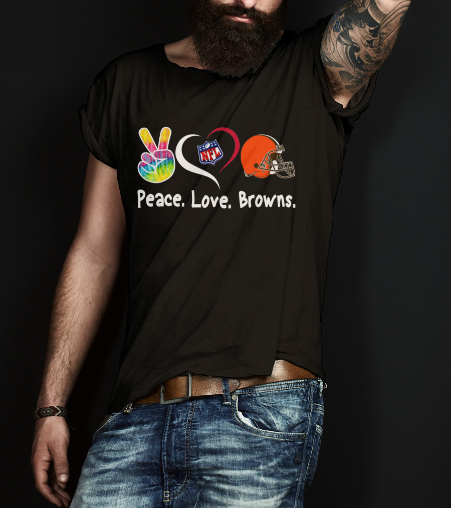 Peace Love NFL Browns Helmet T-Shirt