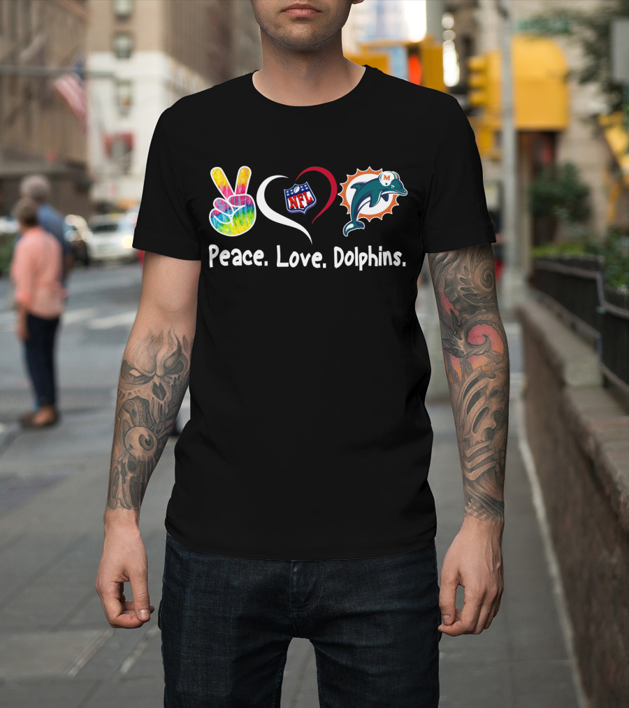 Peace Love NFL Miami Dolphins T-Shirt