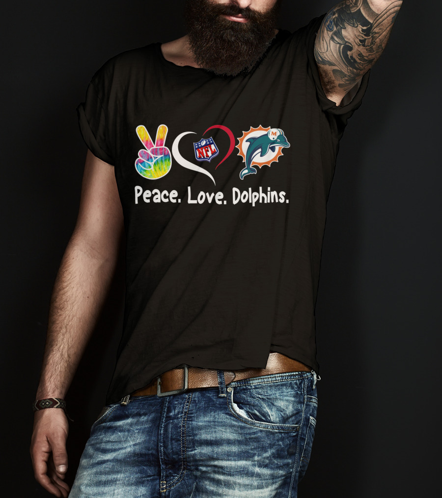 Peace Love NFL Miami Dolphins T-Shirt
