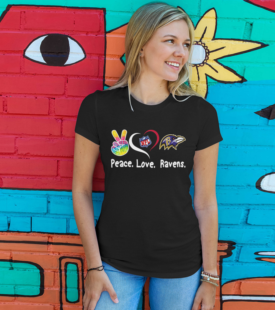 Peace Love NFL Baltimore Ravens T-Shirt