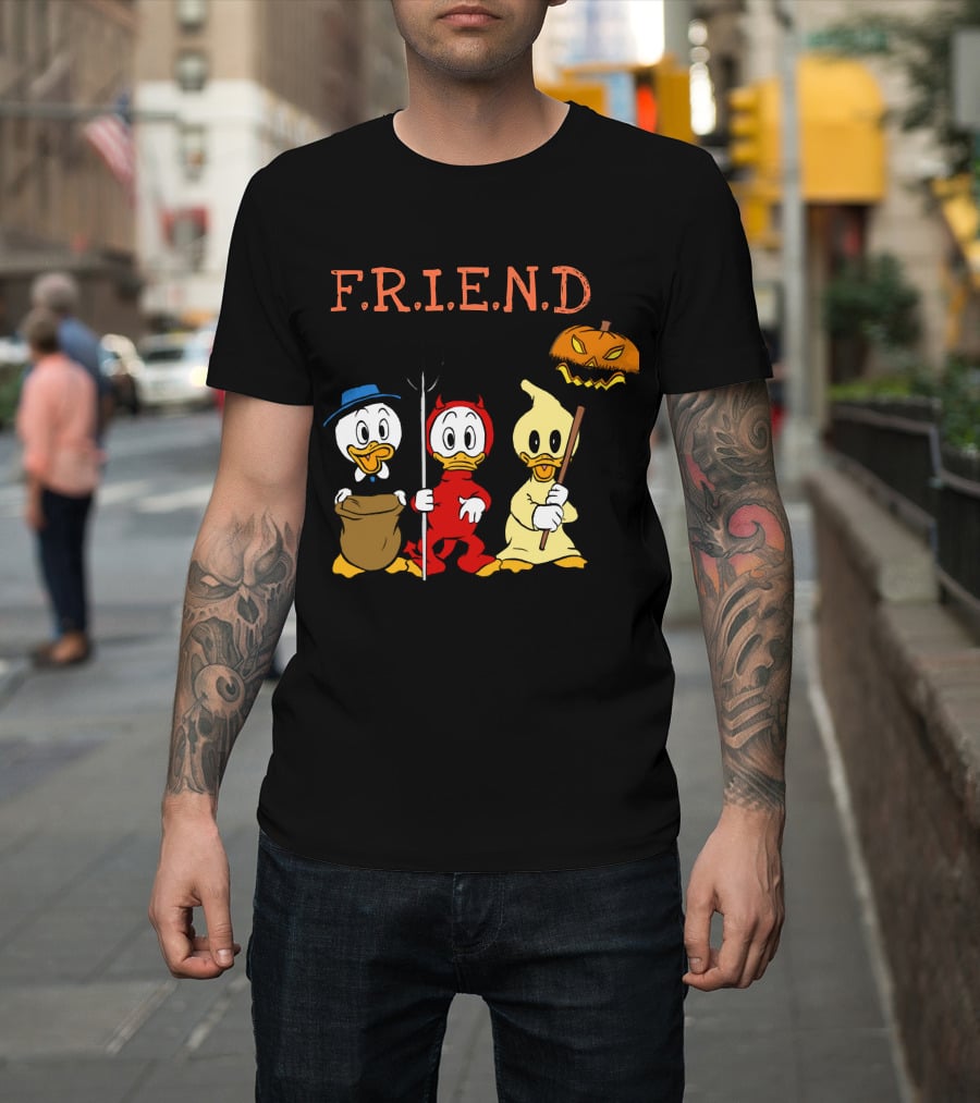 Disney Donald Duck Halloween F.R.I.E.N.D Ghost Devil Pumpkin T-Shirt