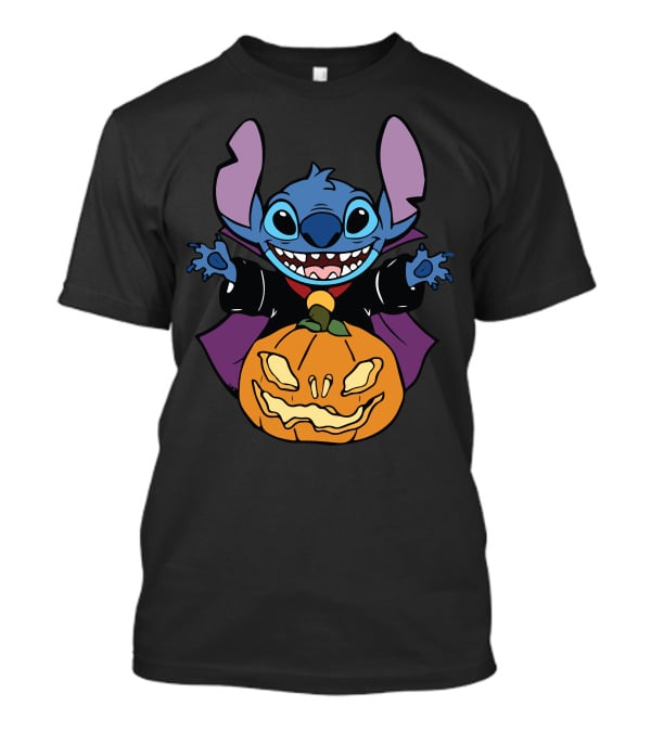 Cute Halloween Vampire Stitch Hugging Pumpkin T-Shirt