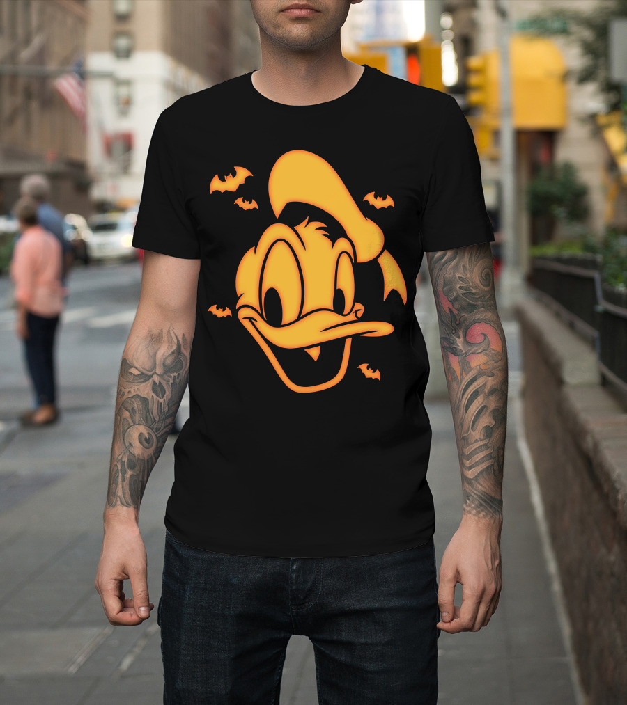 Halloween Donald Duck Carving with Bats T-Shirt