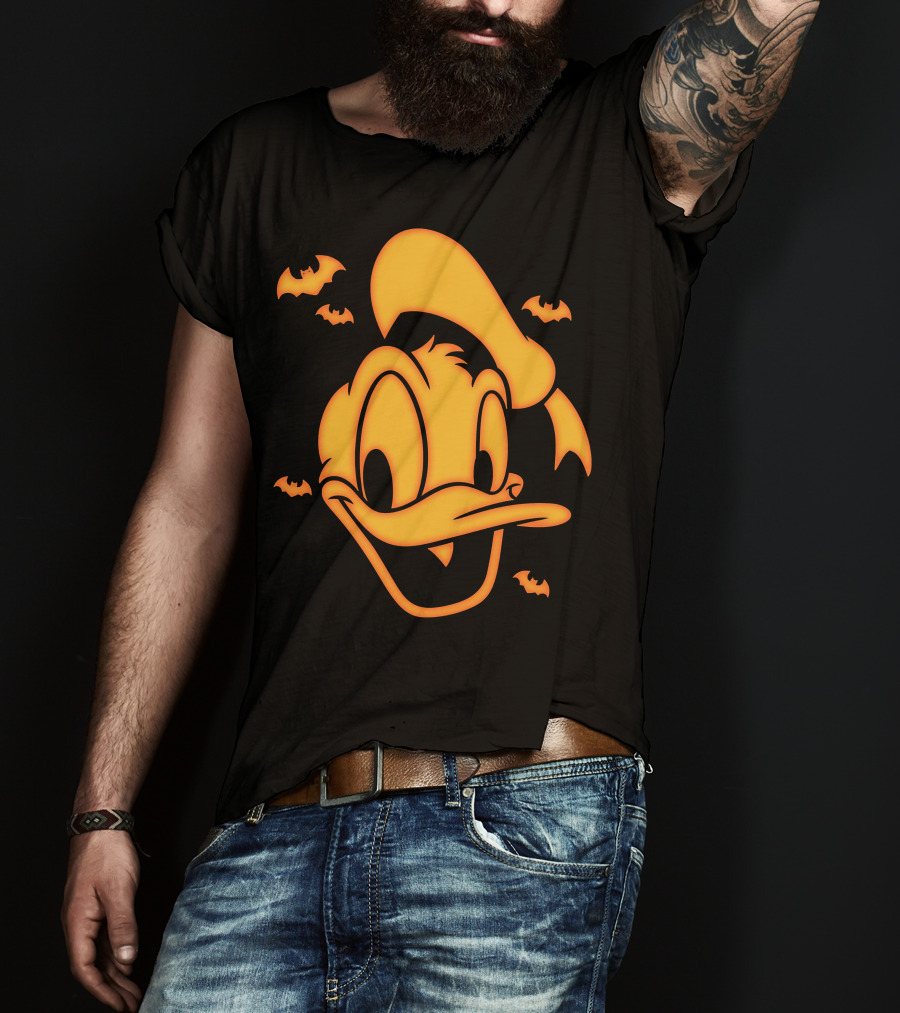 Halloween Donald Duck Carving With Bats T-Shirt