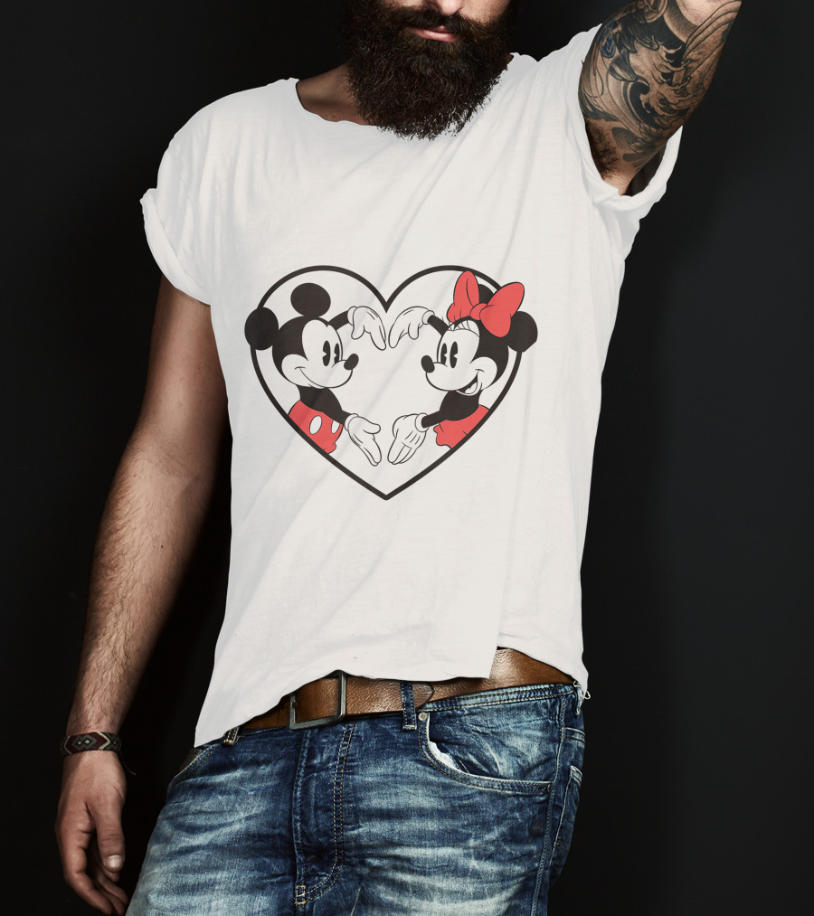 Mickey Minnie Heart Hands Love Gesture Iconic Couple T-Shirt