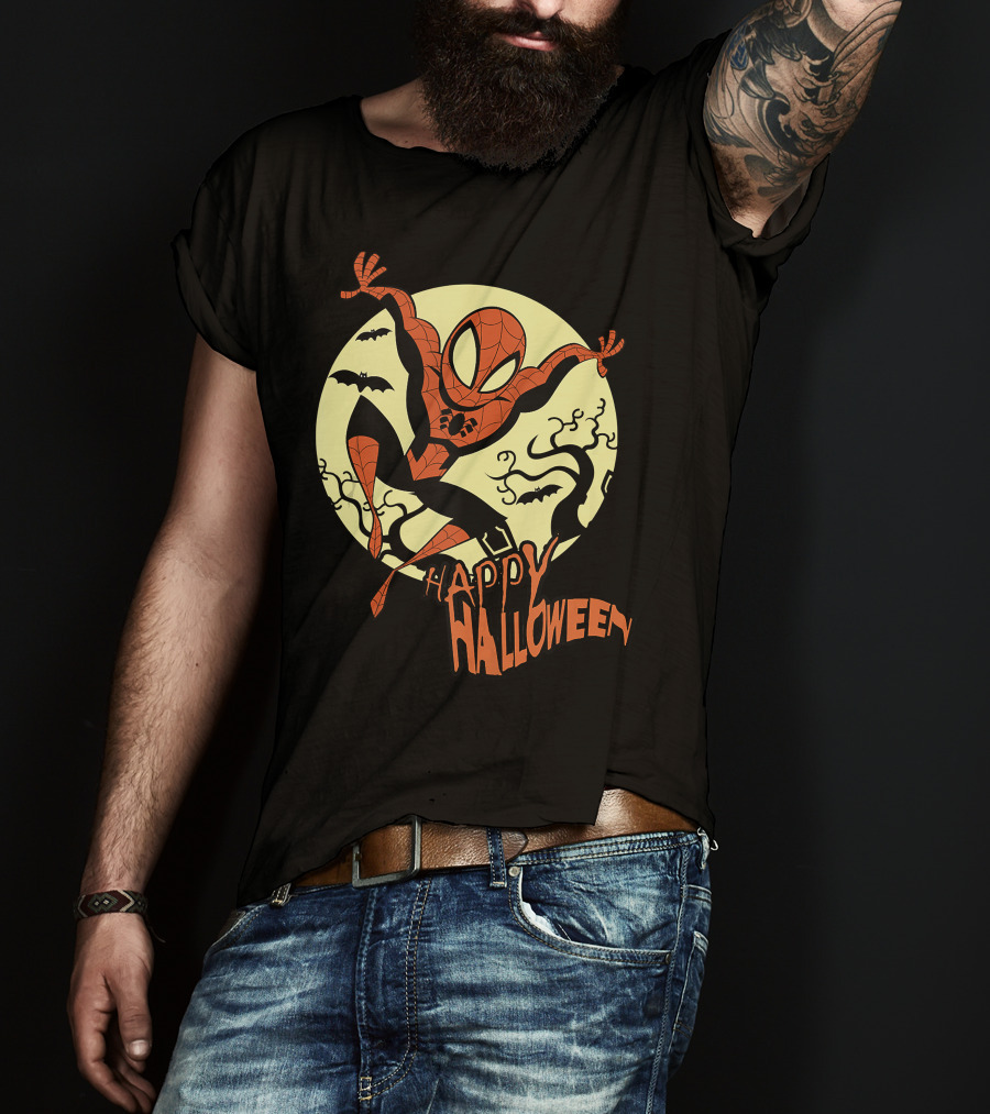 Spider Man Happy Halloween Moonlight T-Shirt
