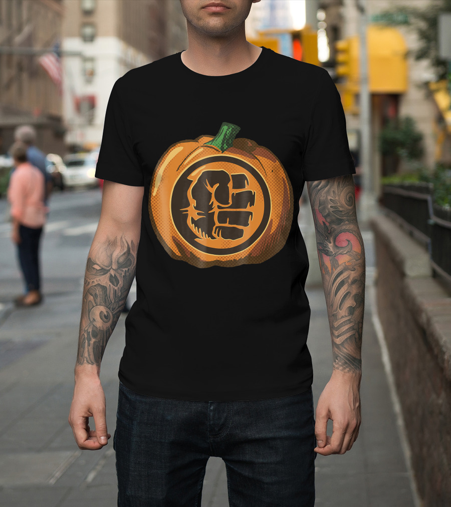 Hulk Fist Pumpkin Halloween Fusion In Comic T-Shirt