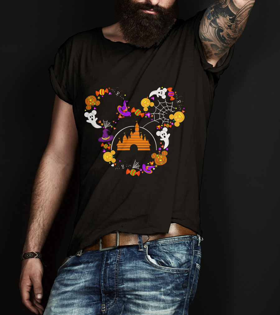 Halloween Witch Candy Ghost Castle Spooky Mouse Ears T-Shirt