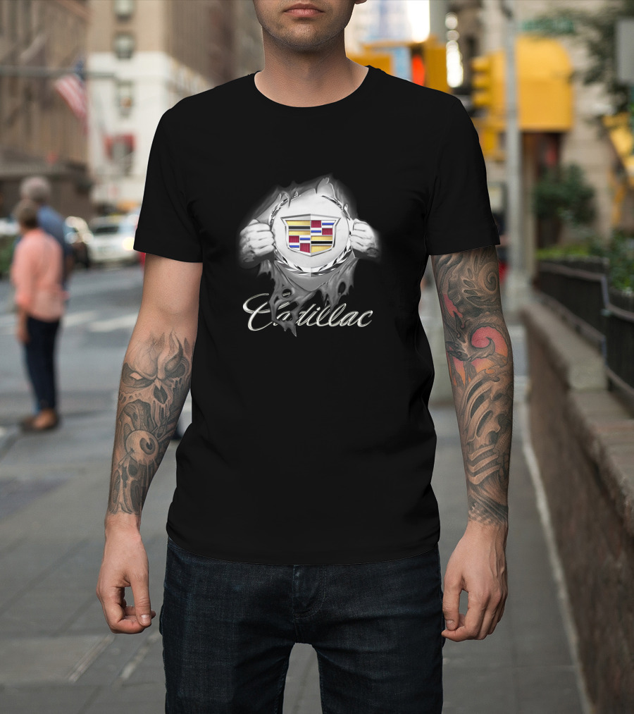 Cadillac Emblem Tearing Through T-Shirt