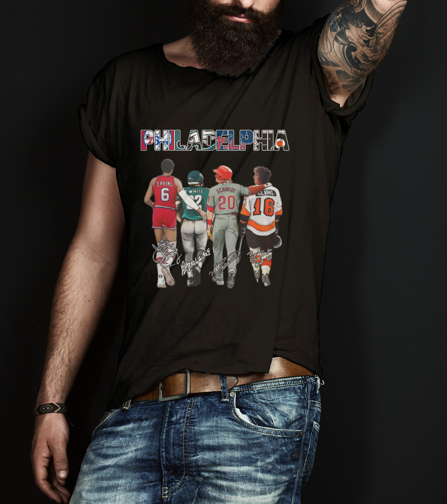 Erving White Schmidt Clarke Philadelphia Sports Legends T-Shirt