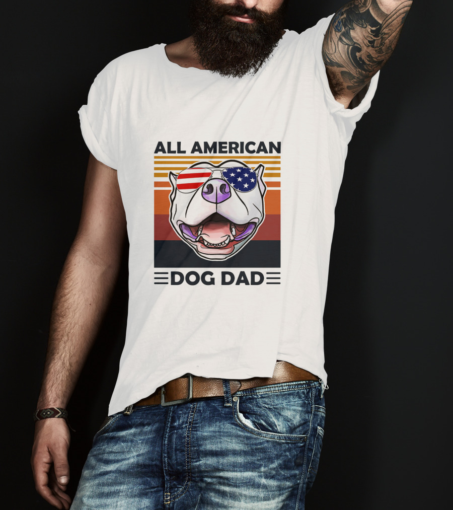 All American Dog Dad Patriotic Pitbull Eyewear T-Shirt