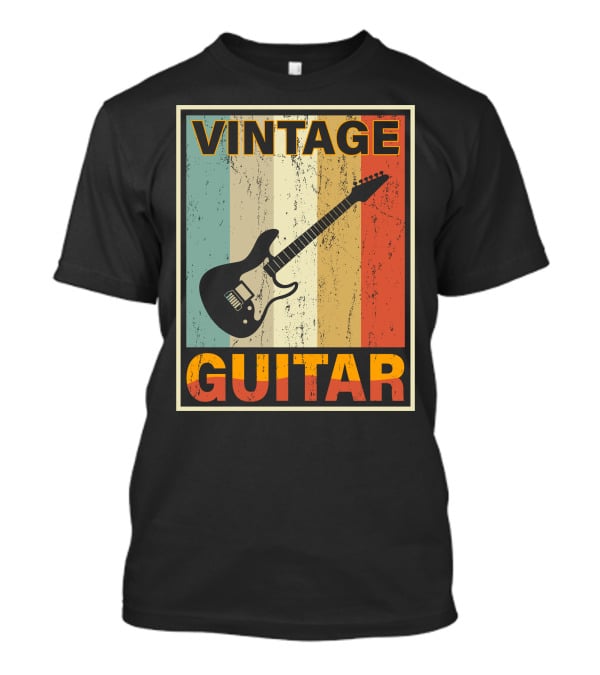 Vintage Guitar Retro Stripes Electric T-Shirt
