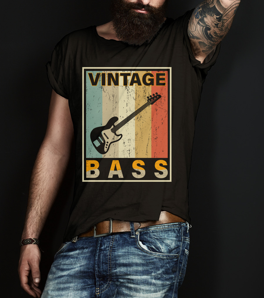 Vintage Bass Love Retro Guitar Music T-Shirt
