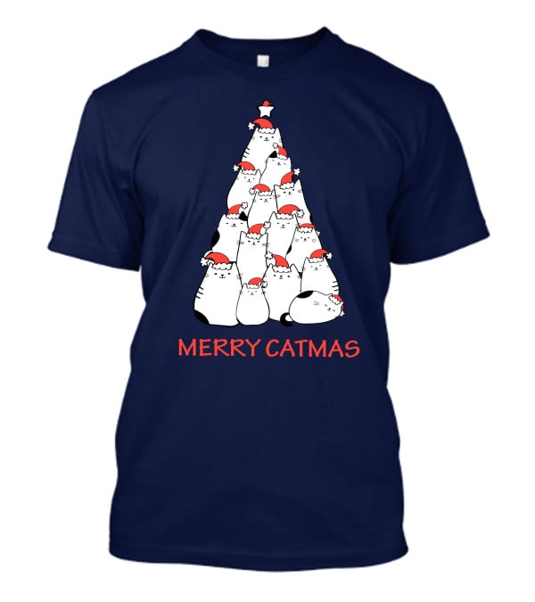 Merry Catmas Funny Cat Love Christmas Tree Cats T-Shirt